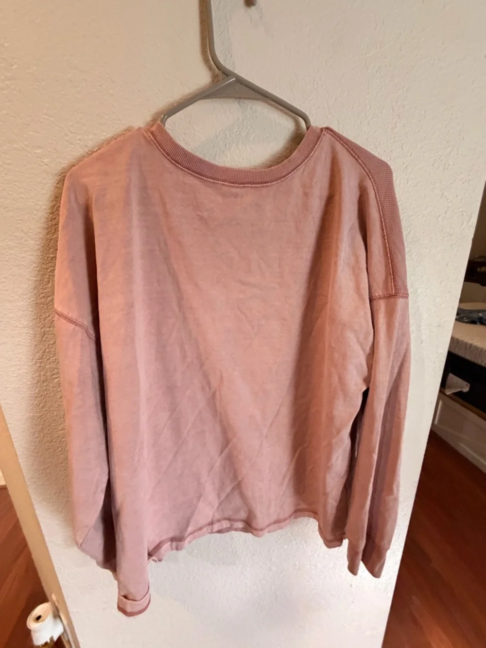 wild fable blush pink waffle-knit long sleeve top with pocket - Picture 6 of 6